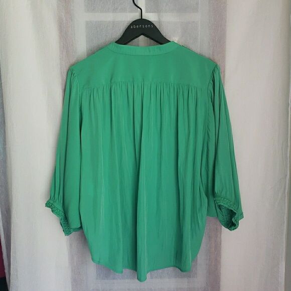 Chicos Braided Detail Top V Neck Dolman Sleeve Blouse Relaxed Green Size 2 US L - Picture 5 of 8